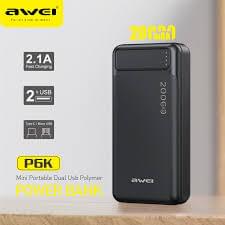 Original Awei P6K 20000mAh Double USB Output Power Bank